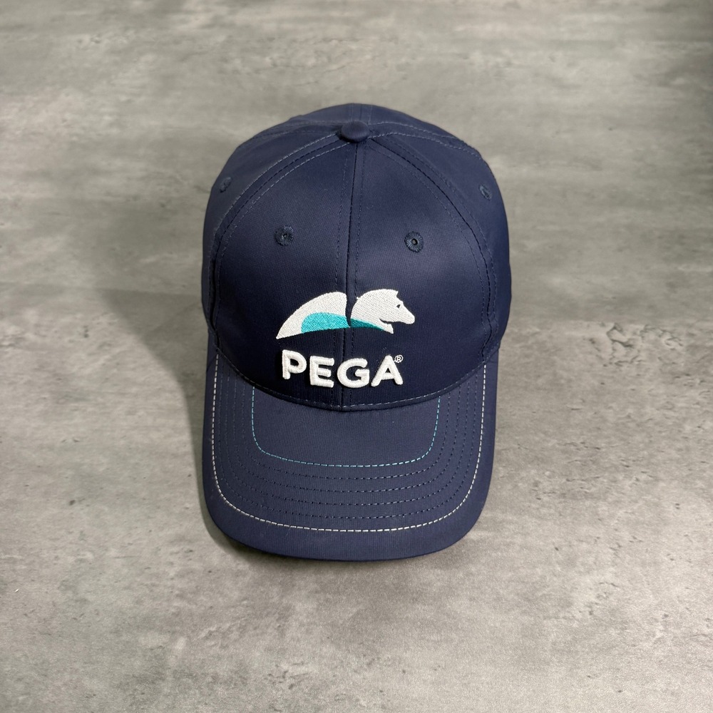 PEGA Pegasus Cap Mens Navy Blue Embroidered Logo Dad Golf Data Digital‎ AI Hat
